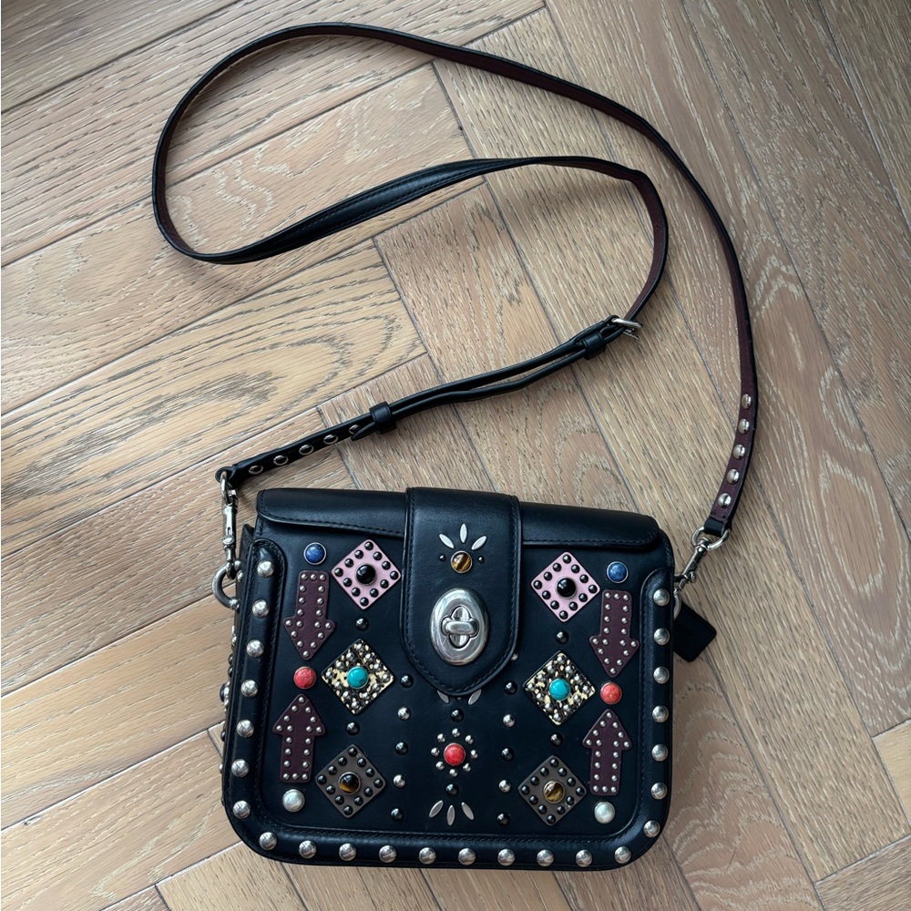 COACH Page Crossbody Bag With All Over Western Rivets - Picture 2 of 16